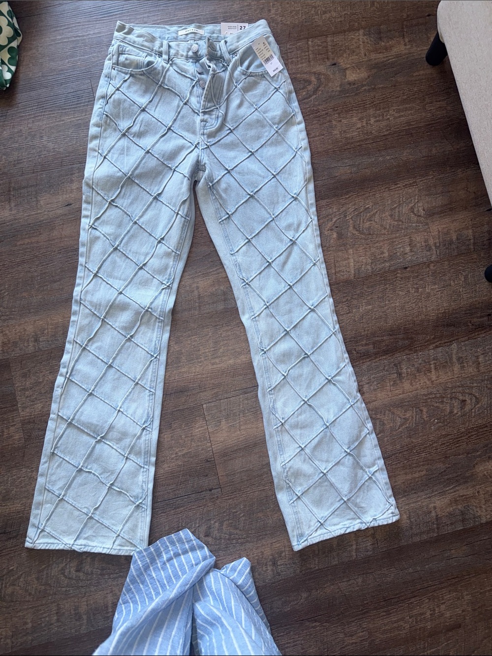 PacSun Light Blue Lattice-Detail Jeans